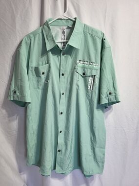 Raw Projek Mint Green Short-Sleeve Button-Down Shirt, Size XXL